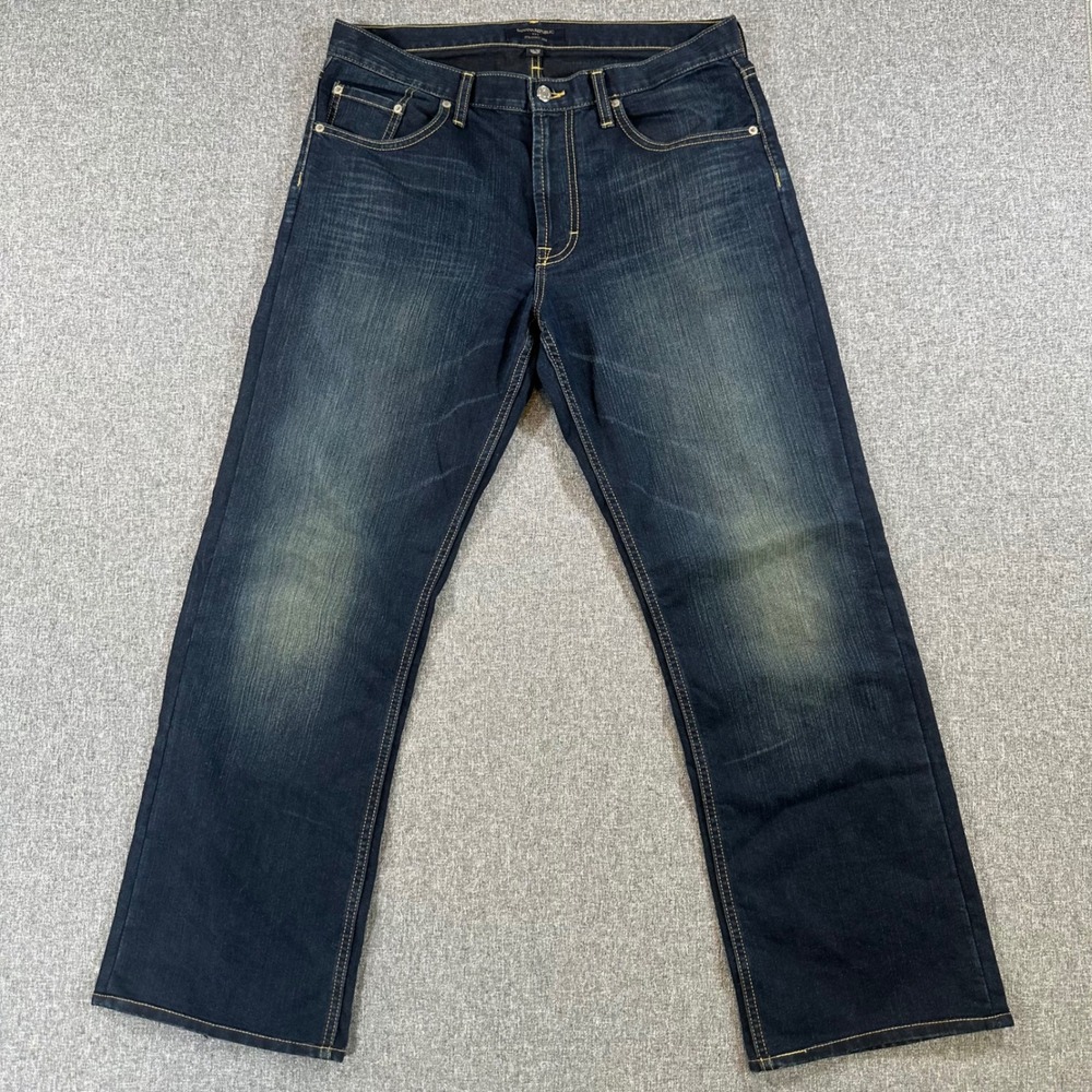 Banana Republic Jeans Mens 34/32 Straight Leg Dark Wash Blue Denim Faded